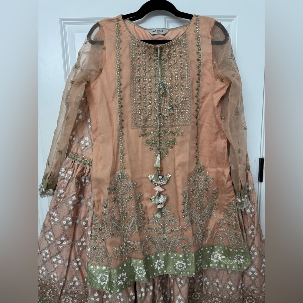 Sahara Peach and Gold Embroidered Kurta Set - Picture 4 of 12